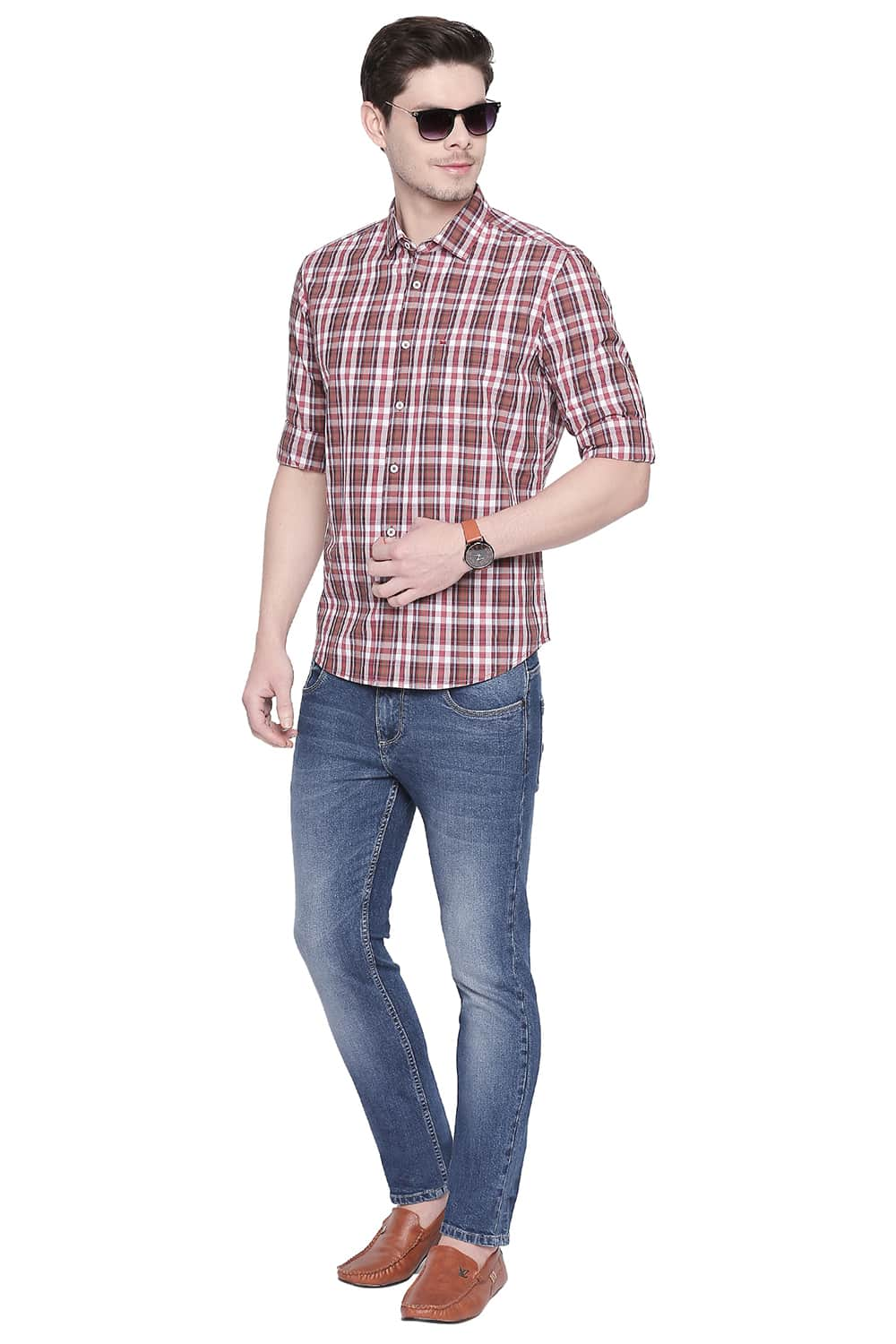 BASICS SLIM FIT CHECKS SHIRT