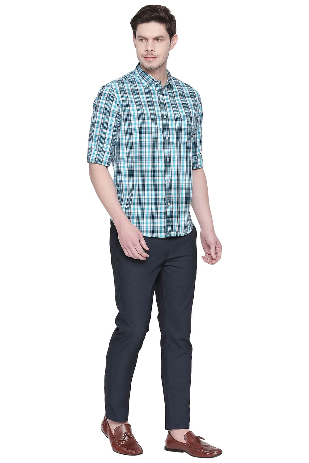 BASICS SLIM FIT CHECKS SHIRT