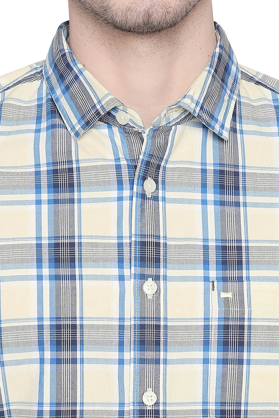 BASICS SLIM FIT LEMON YELLOW CHECKS SHIRT