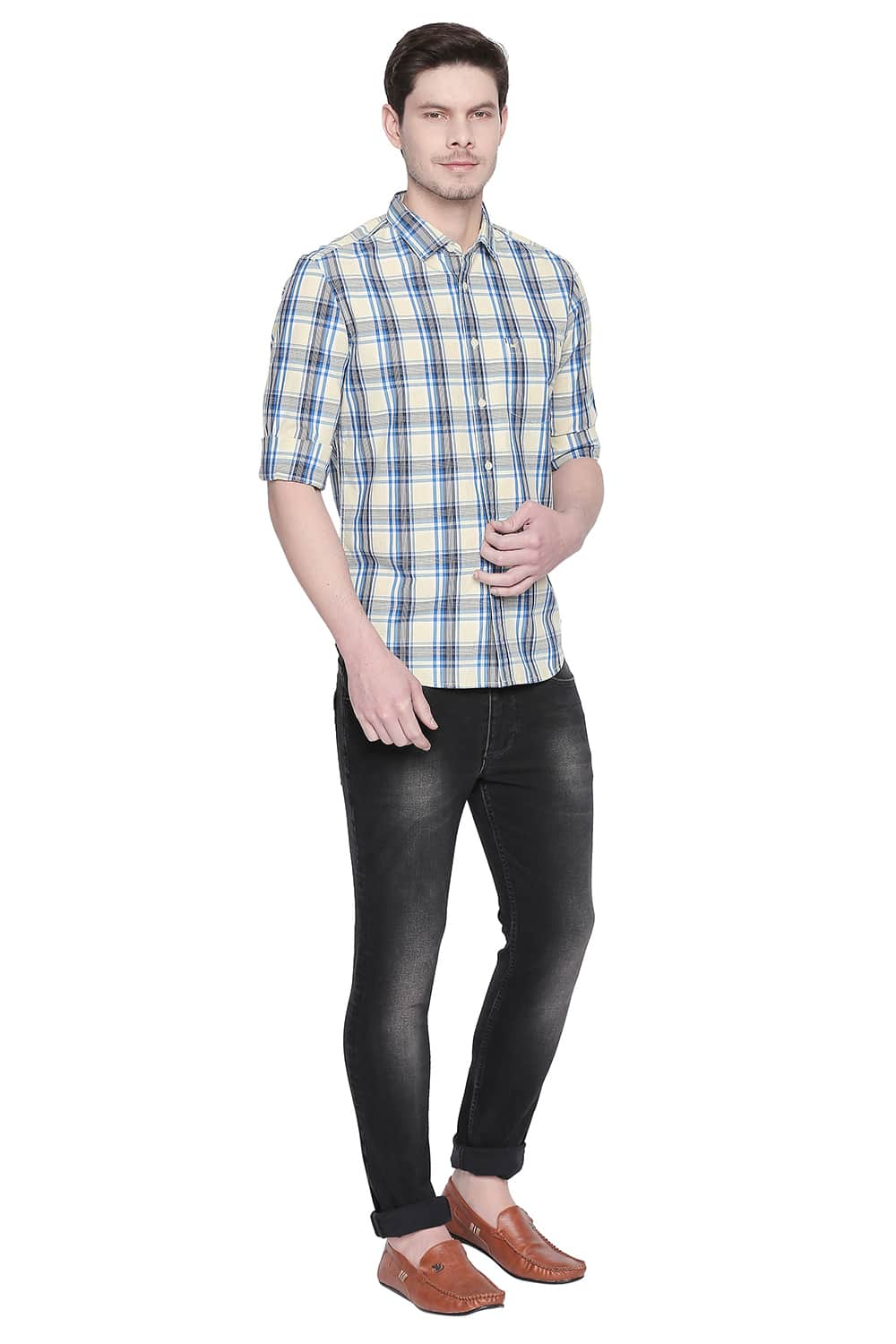 BASICS SLIM FIT CHECKS SHIRT