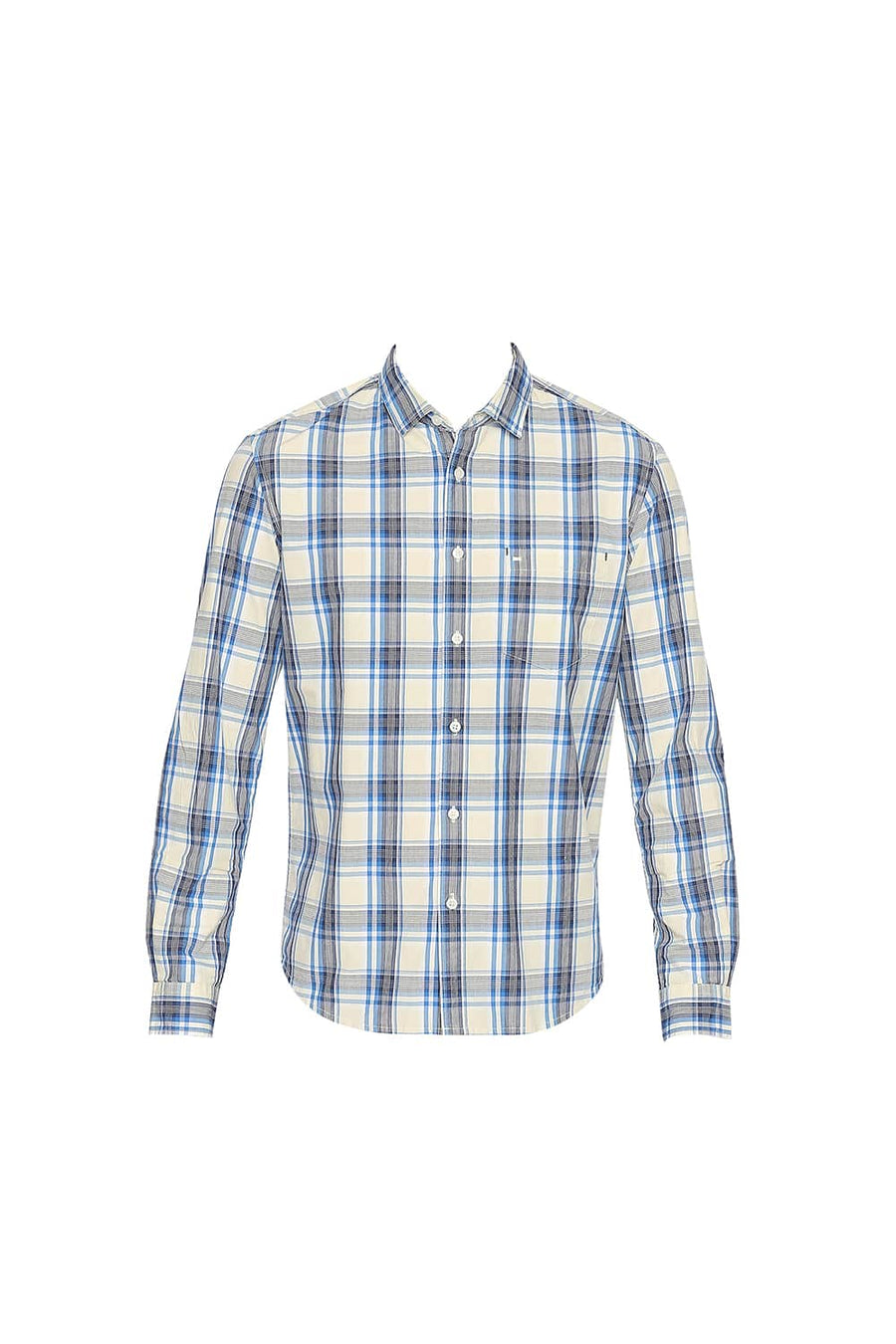 BASICS SLIM FIT LEMON YELLOW CHECKS SHIRT