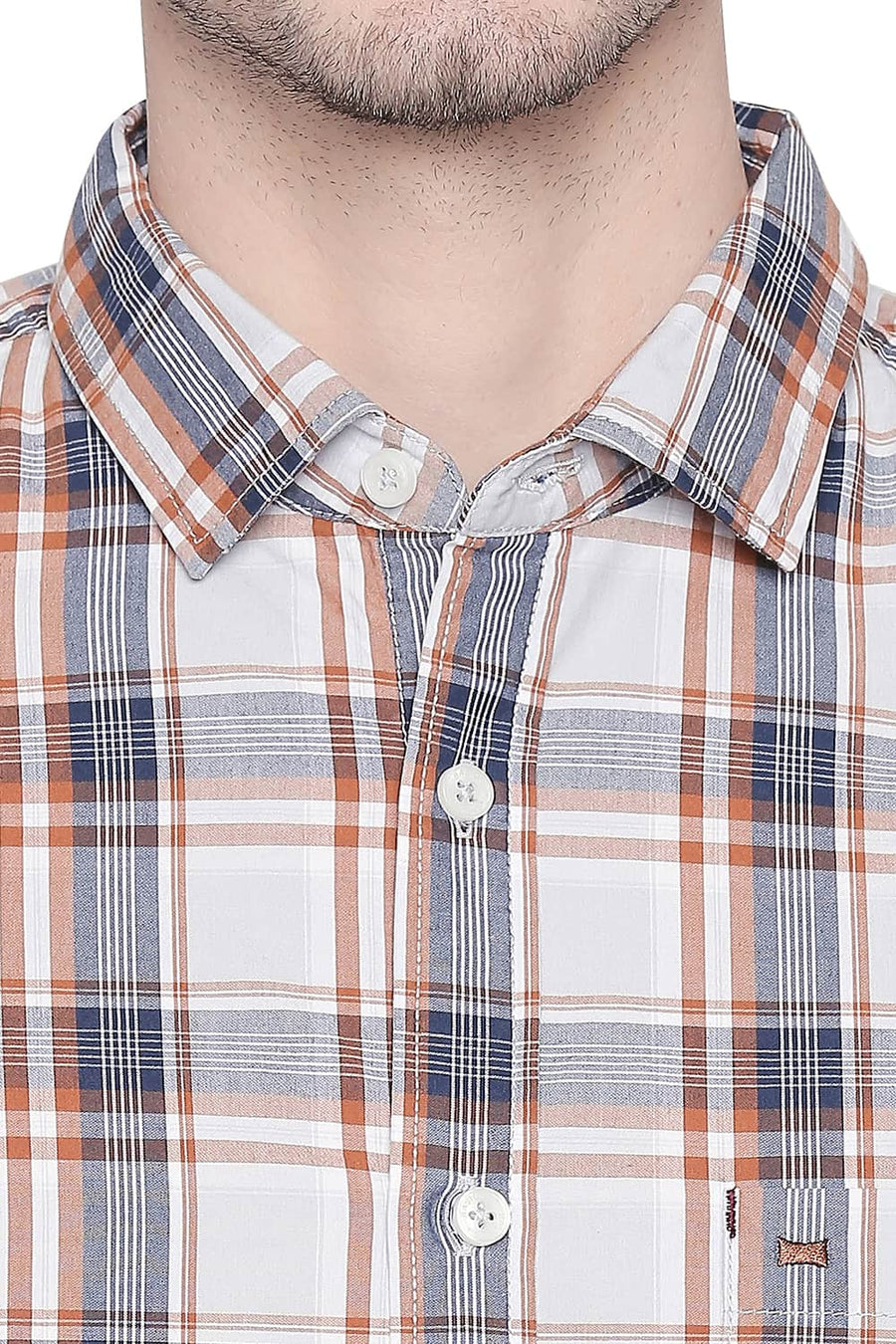BASICS SLIM FIT MAJOLICA BLUE CHECKS SHIRT