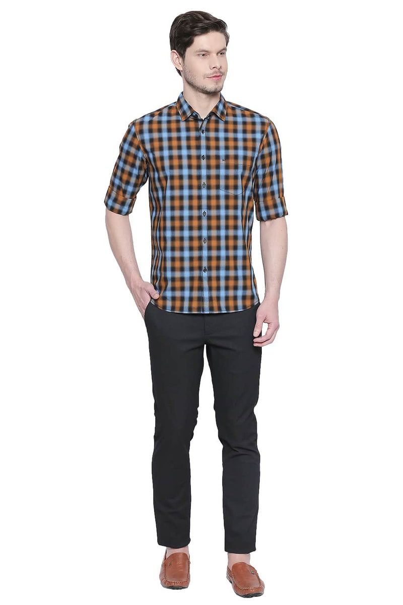 BASICS SLIM FIT CHECKS SHIRT