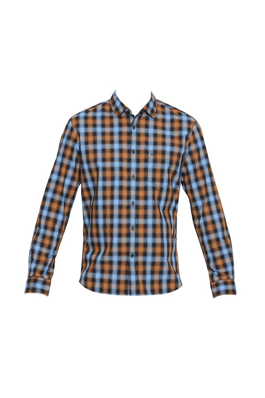 BASICS SLIM FIT GOLDEN YELLOW CHECKS SHIRT