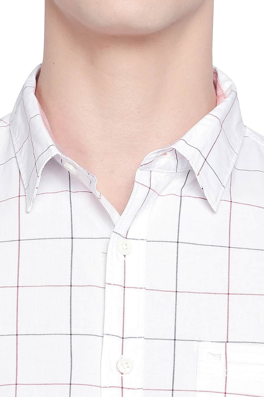 BASICS SLIM FIT CLOUD WHITE CHECKS SHIRT