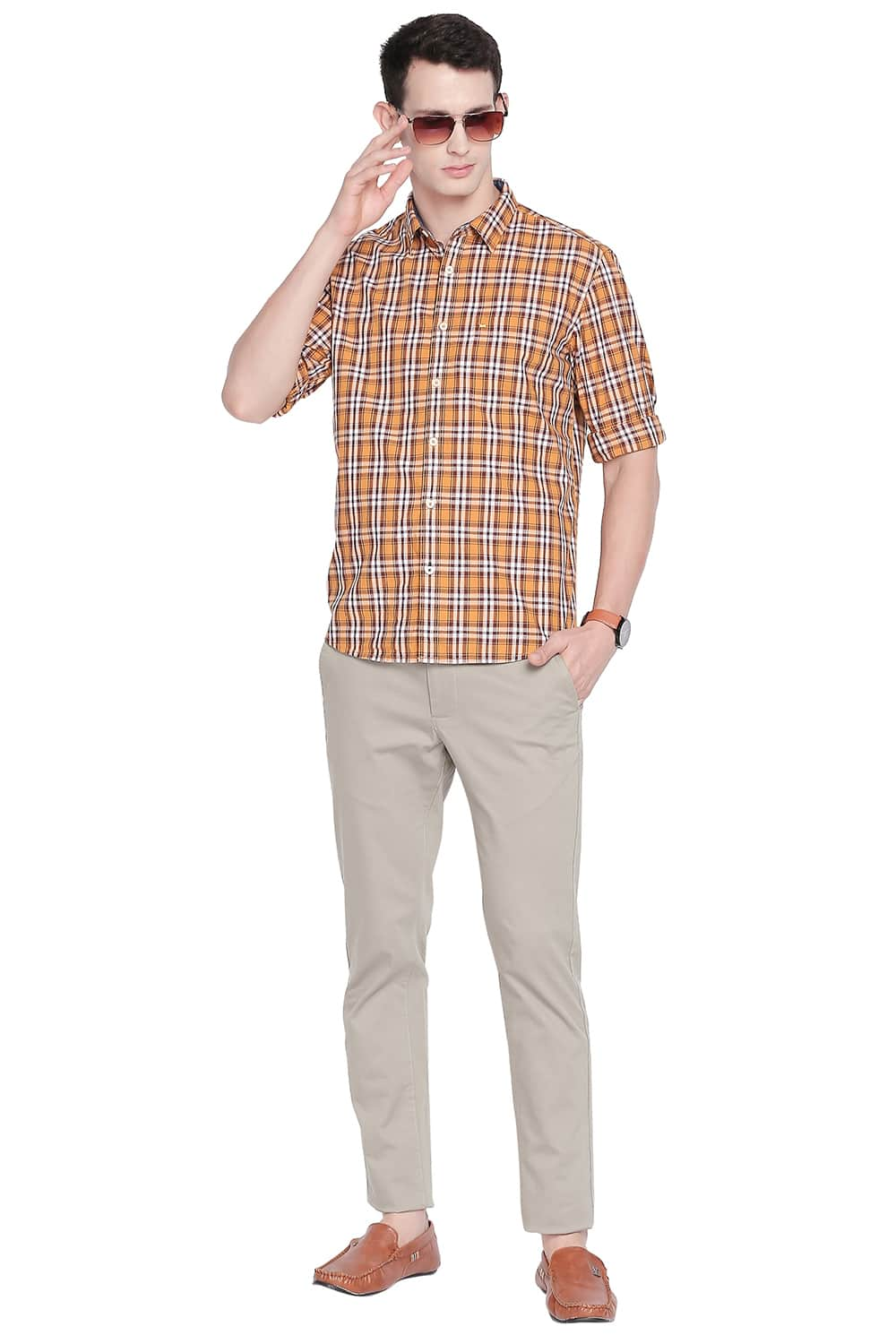 BASICS SLIM FIT CHECKS SHIRT