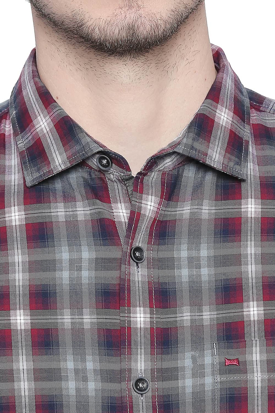 BASICS SLIM FIT SCARLET RED CHECKS SHIRT