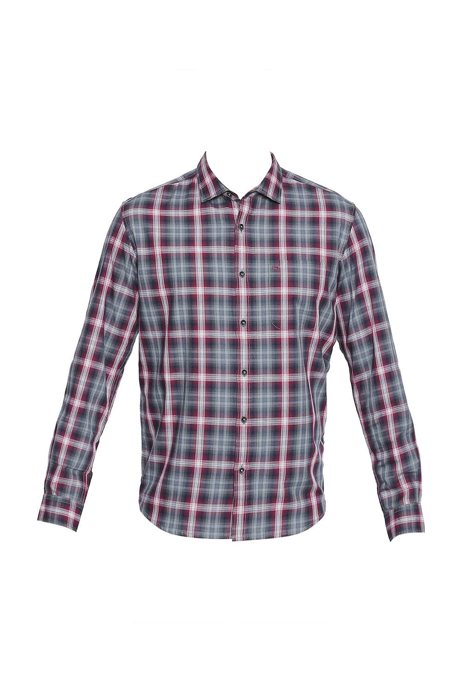 BASICS SLIM FIT SCARLET RED CHECKS SHIRT