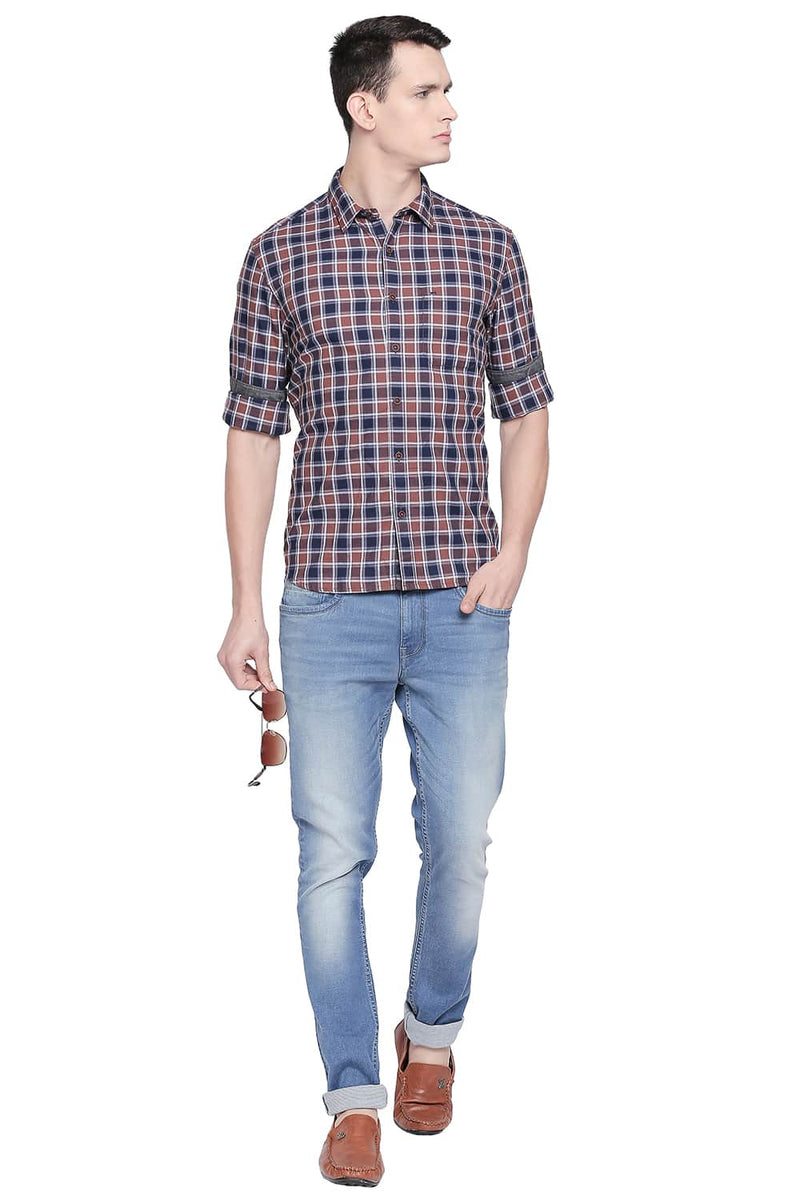 BASICS SLIM FIT CHECKS SHIRT