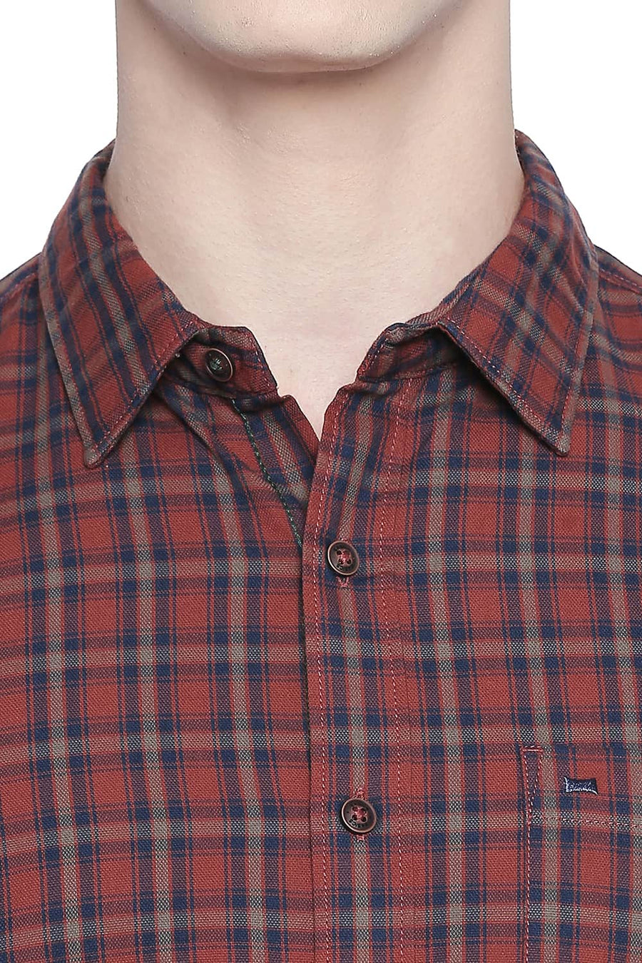 BASICS SLIM FIT SEQUOIA BROWN CHECKS SHIRT