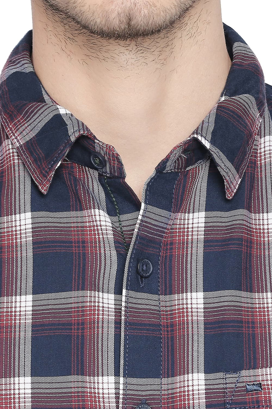 BASICS SLIM FIT  RUM RED  CHECKS SHIRT