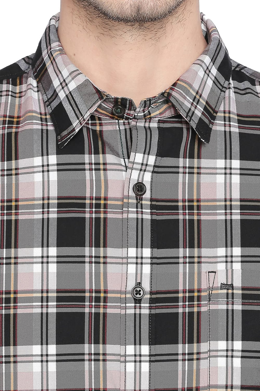 BASICS SLIM FIT HONEY BROWN CHECKS SHIRT