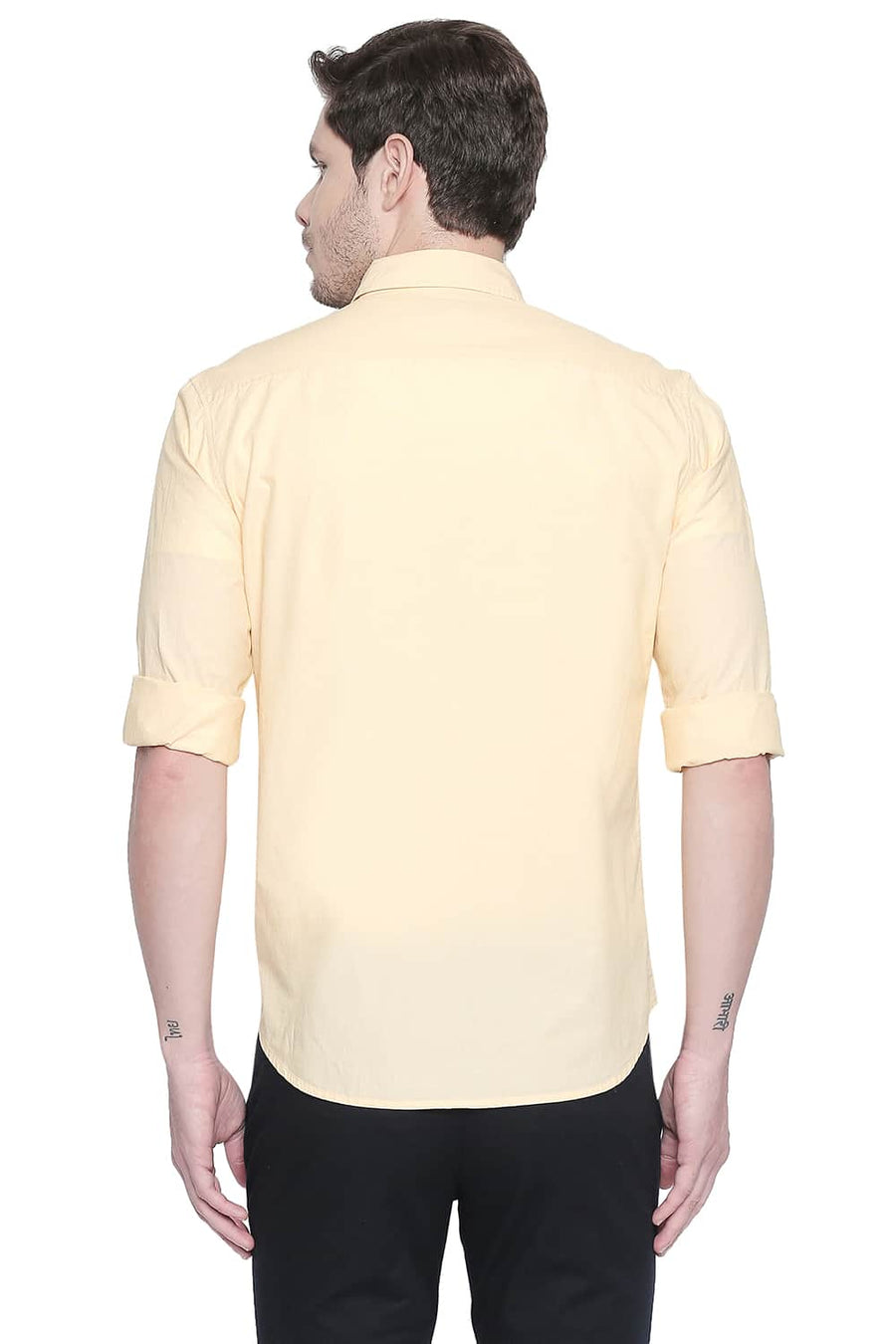 BASICS SLIM FIT GOLDEN HAZE FIL A FIL SHIRT
