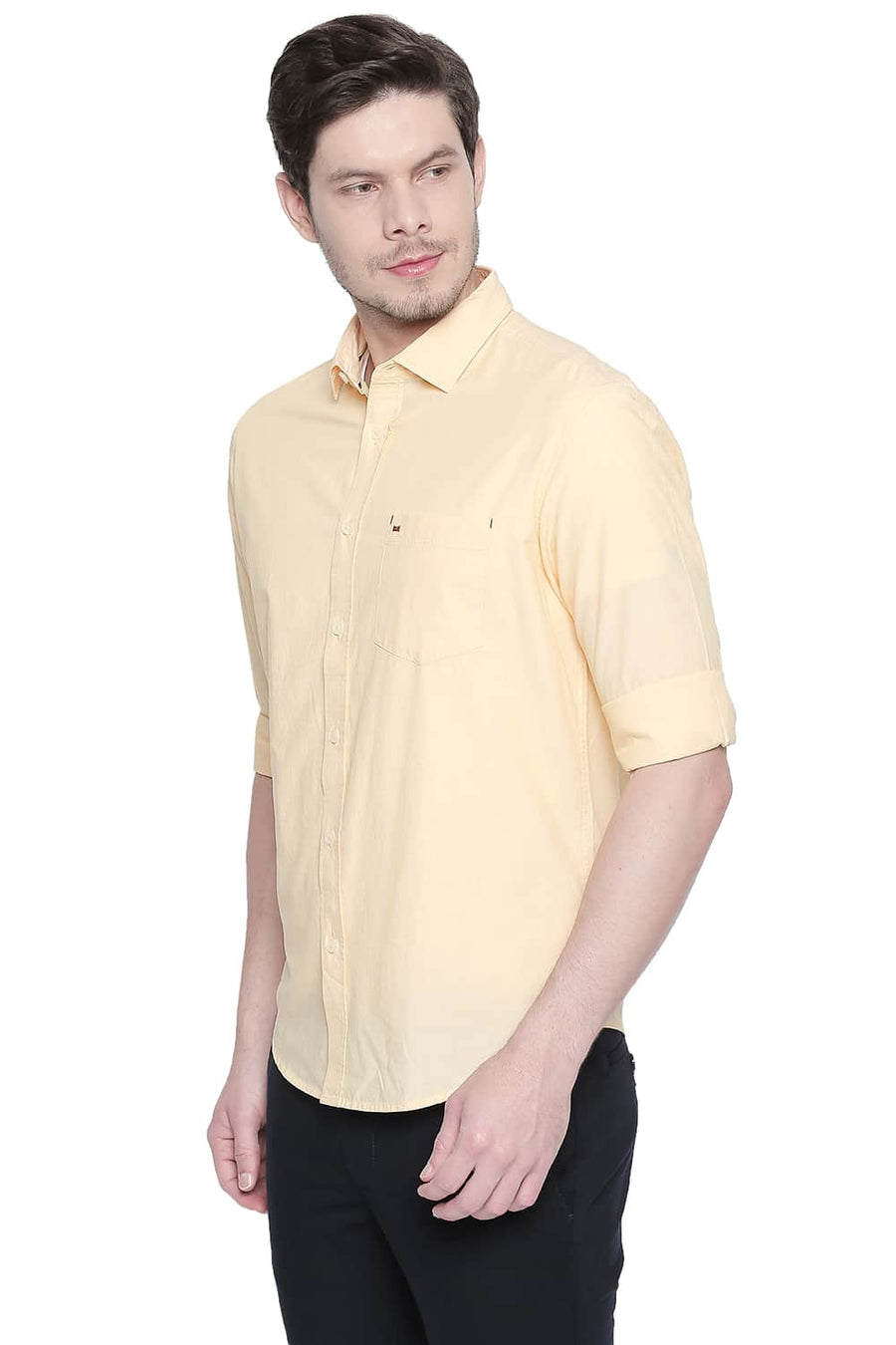 BASICS SLIM FIT GOLDEN HAZE FIL A FIL SHIRT