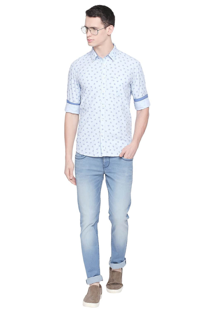 BASICS SLIM FIT FIL A FIL PRINTED SHIRT