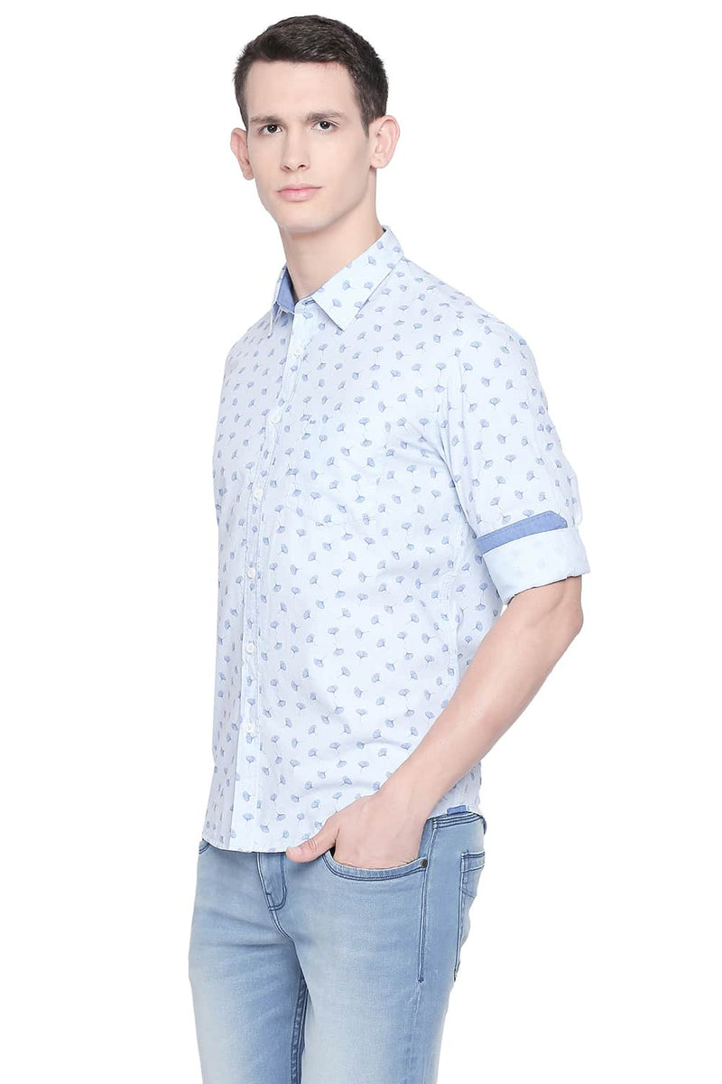 BASICS SLIM FIT FIL A FIL PRINTED SHIRT