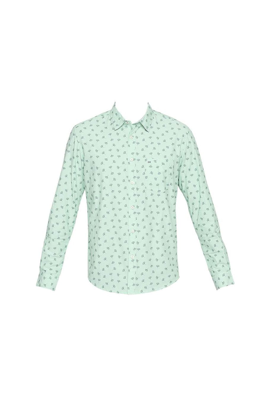 BASICS SLIM FIT MEADOW GREEN FIL A FIL PRINTED SHIRT