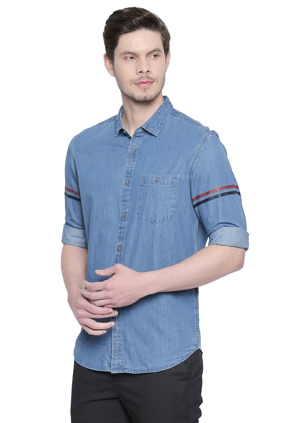 BASICS SLIM FIT CORONET BLUE INDIGO SHIRT