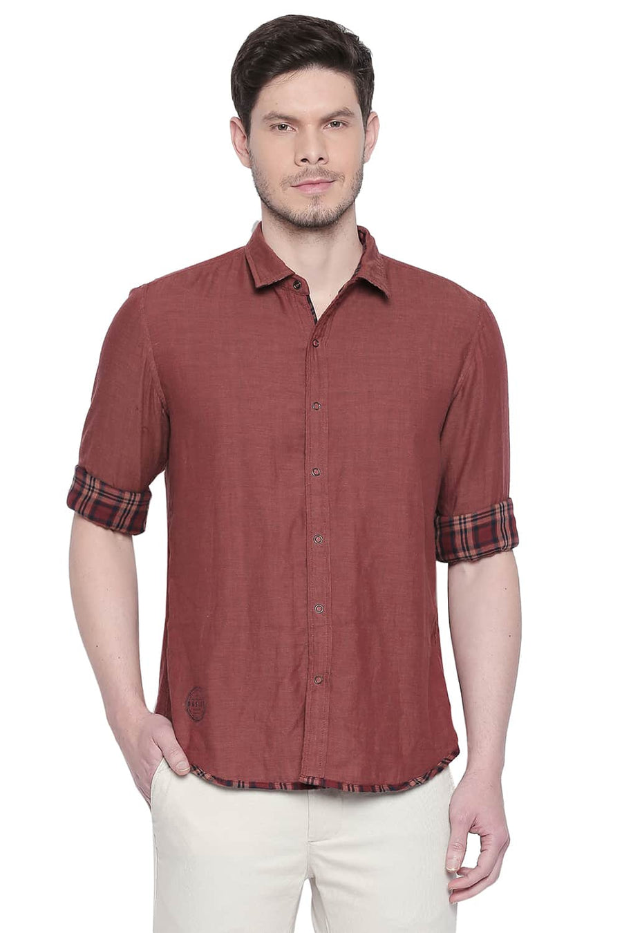 BASICS SLIM FIT PICANTE RED REVERSIBLE SHIRT
