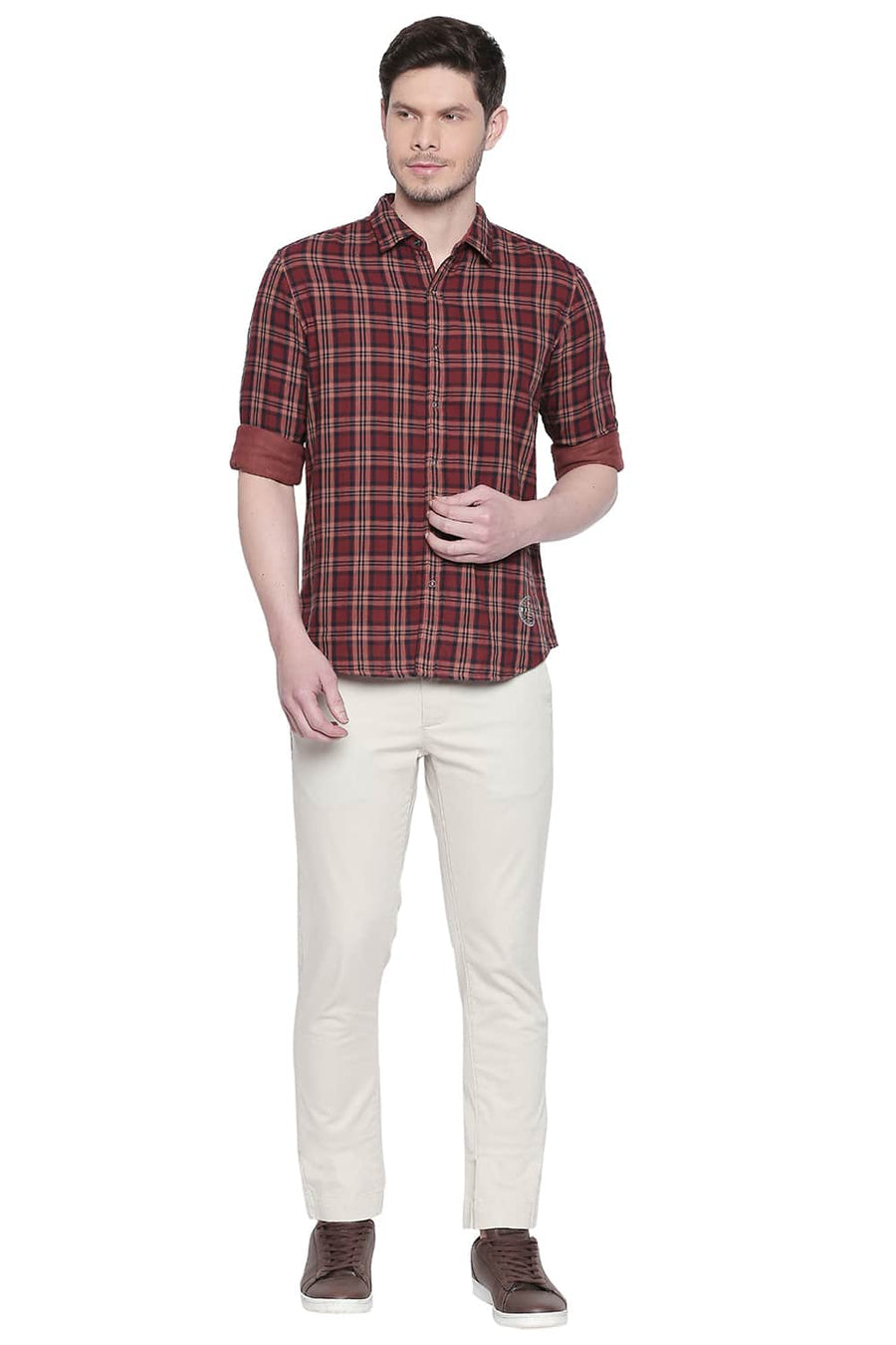 BASICS SLIM FIT PICANTE RED REVERSIBLE SHIRT
