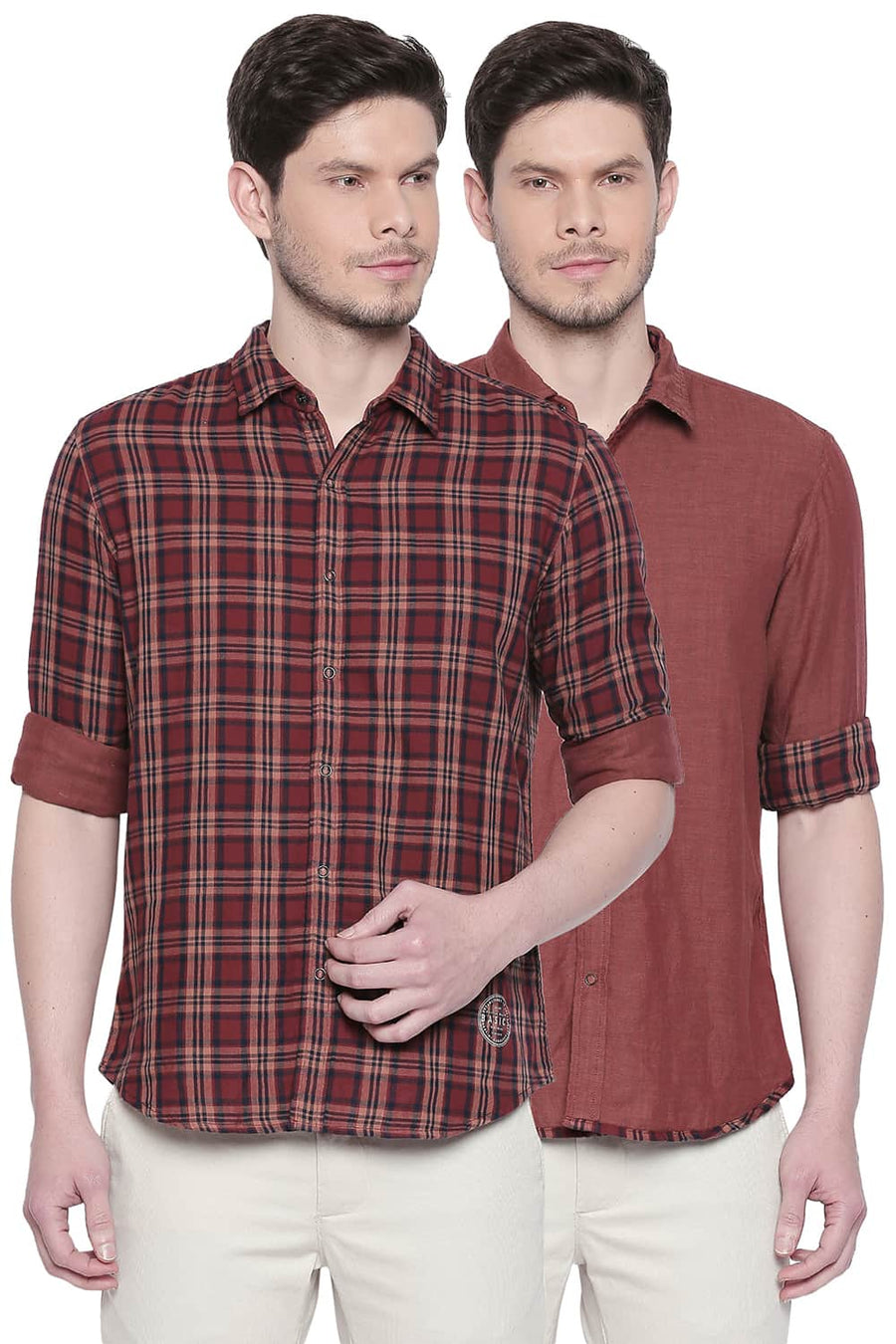 BASICS SLIM FIT PICANTE RED REVERSIBLE SHIRT