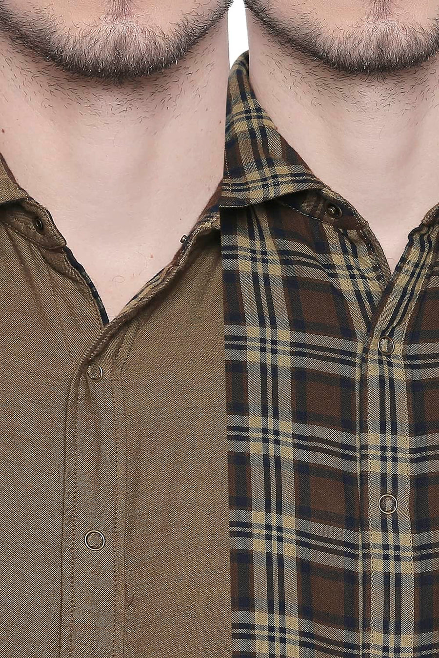 BASICS SLIM FIT PLANTATION KHAKI REVERSIBLE SHIRT
