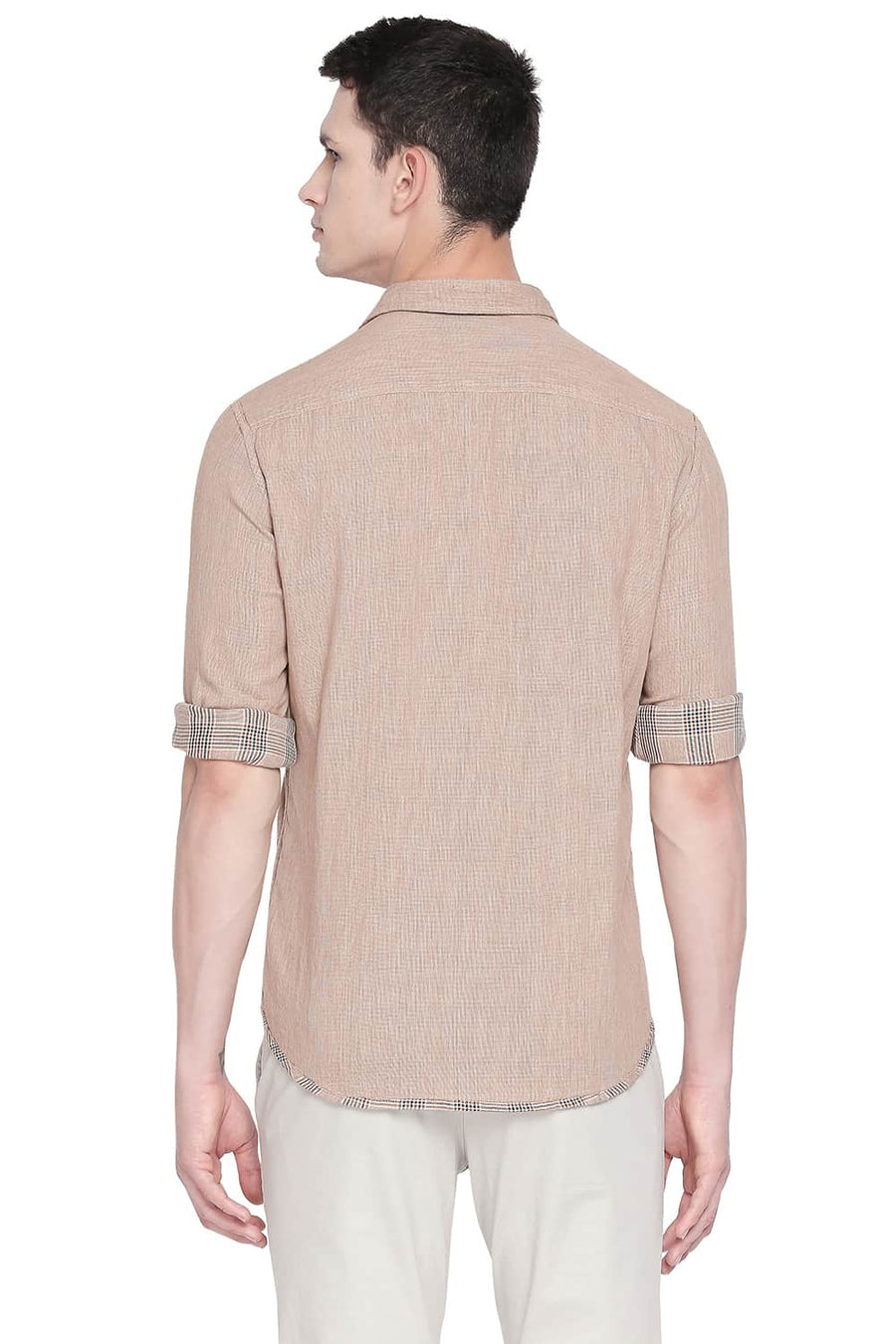 BASICS SLIM FIT MACAROON BEIGE REVERSIBLE SHIRT