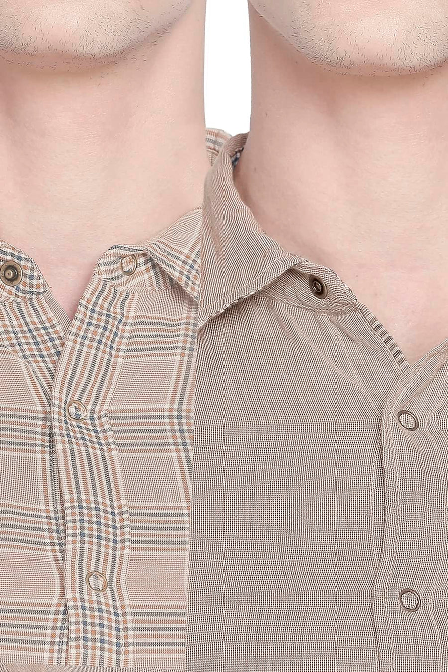 BASICS SLIM FIT MACAROON BEIGE REVERSIBLE SHIRT