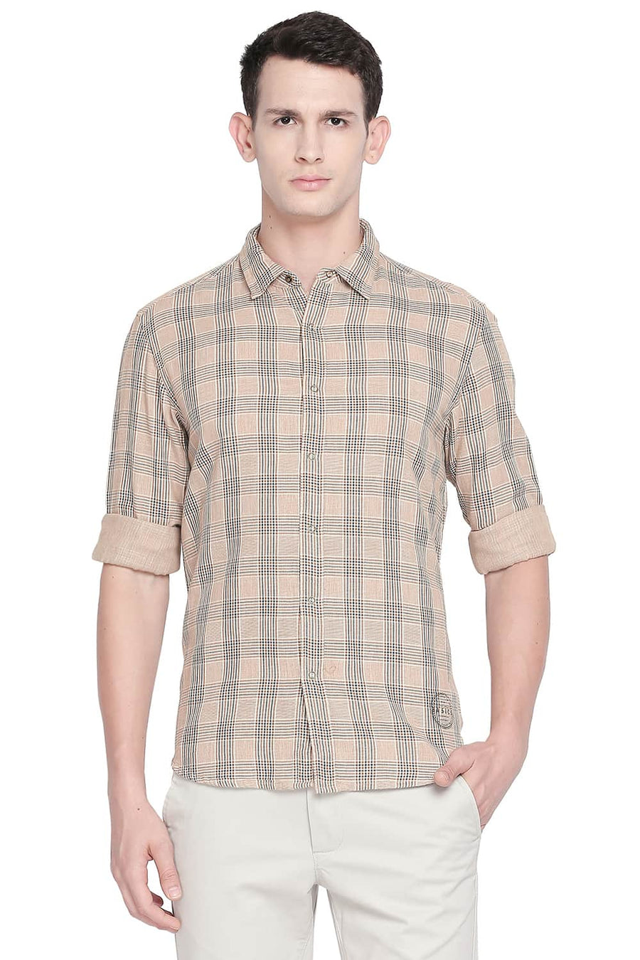 BASICS SLIM FIT MACAROON BEIGE REVERSIBLE SHIRT