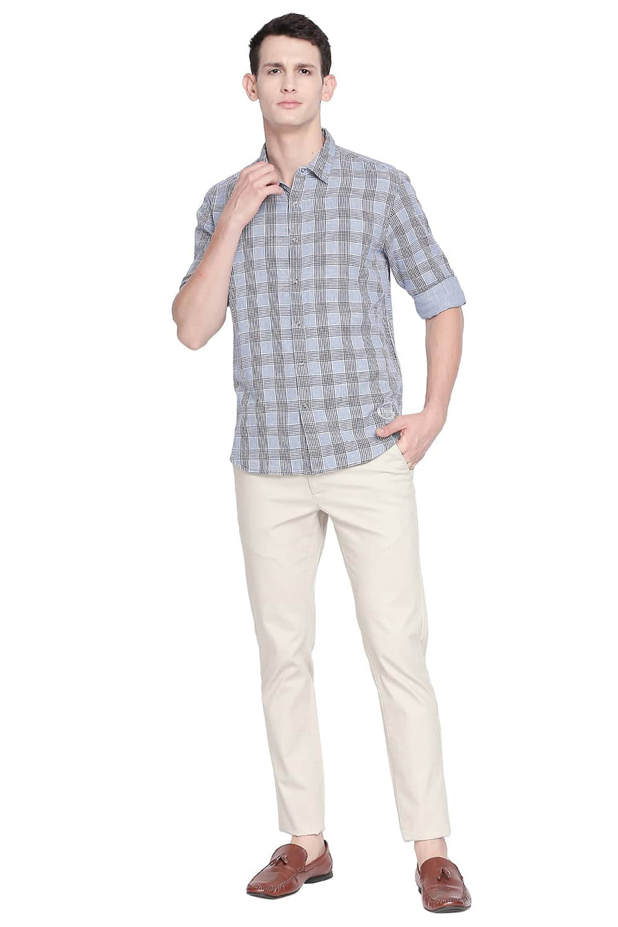 BASICS SLIM FIT MACAROON BEIGE REVERSIBLE SHIRT