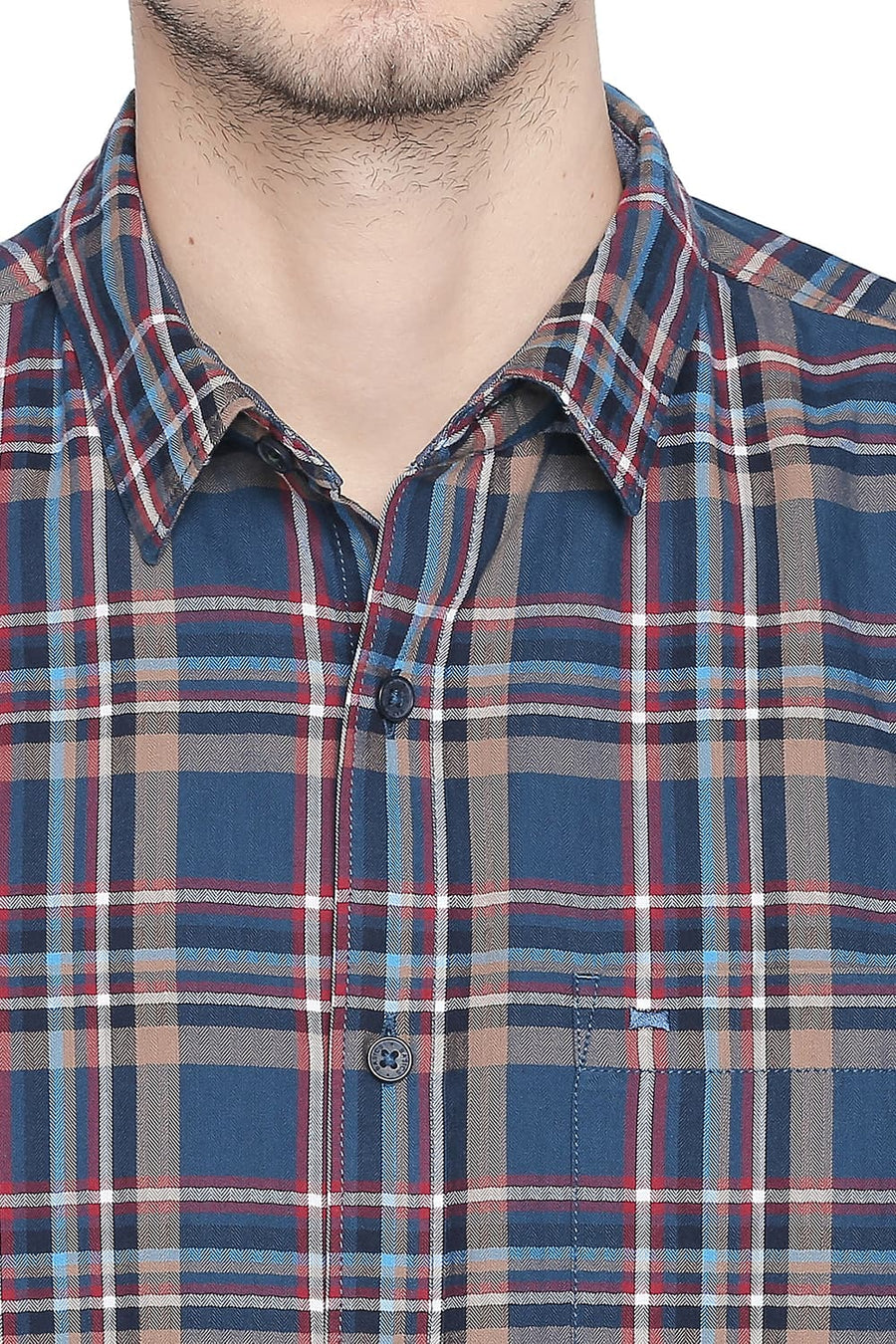 BASICS SLIM FIT BLUE DANUBE CHECKS SHIRT