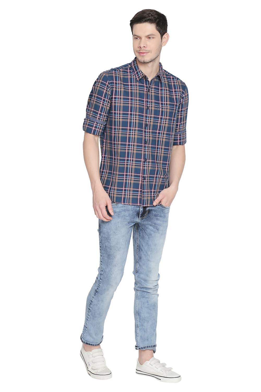 BASICS SLIM FIT CHECKS SHIRT