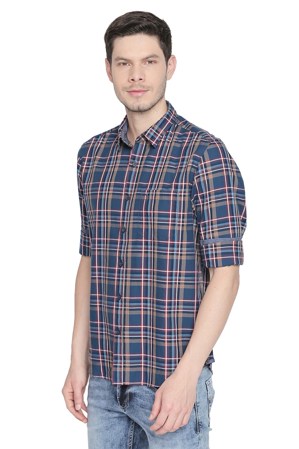 BASICS SLIM FIT CHECKS SHIRT