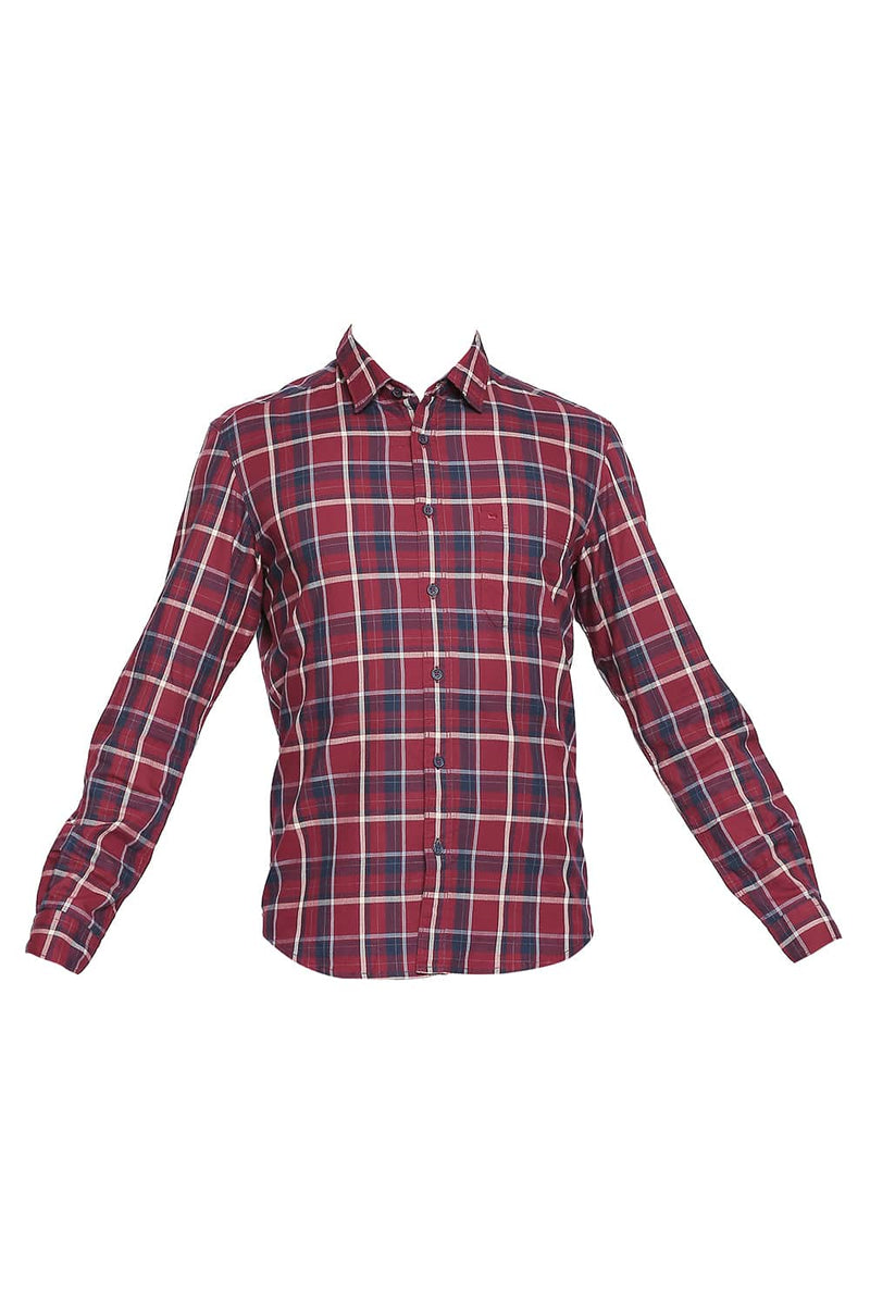 BASICS SLIM FIT TWILL CHECKS SHIRT