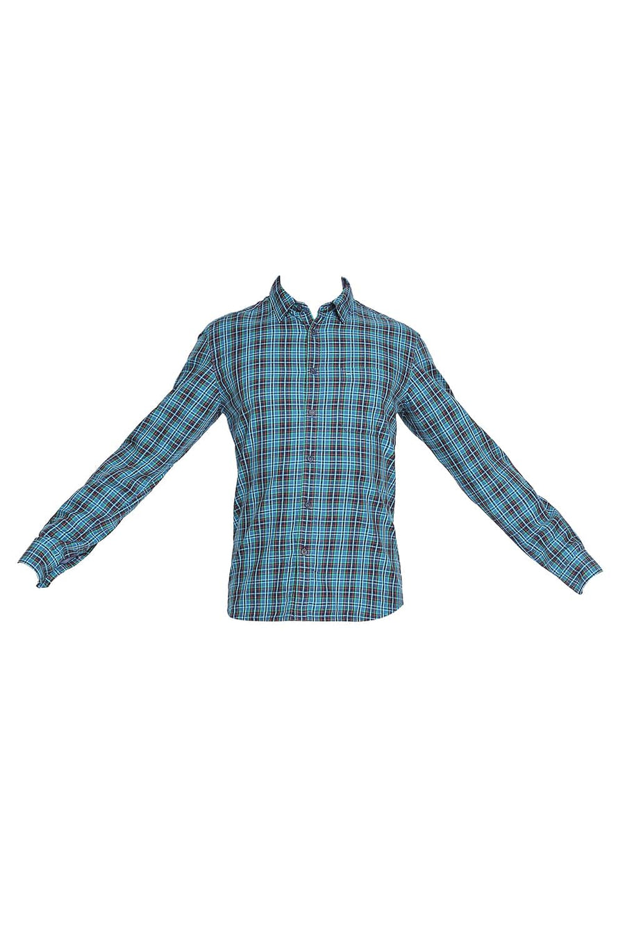 BASICS SLIM FIT LEPRECHAUN GREEN TWILL CHECKS SHIRT