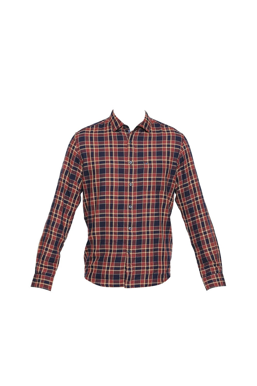 BASICS SLIM FIT BOMBAY BROWN DOBBY CHECKS SHIRT
