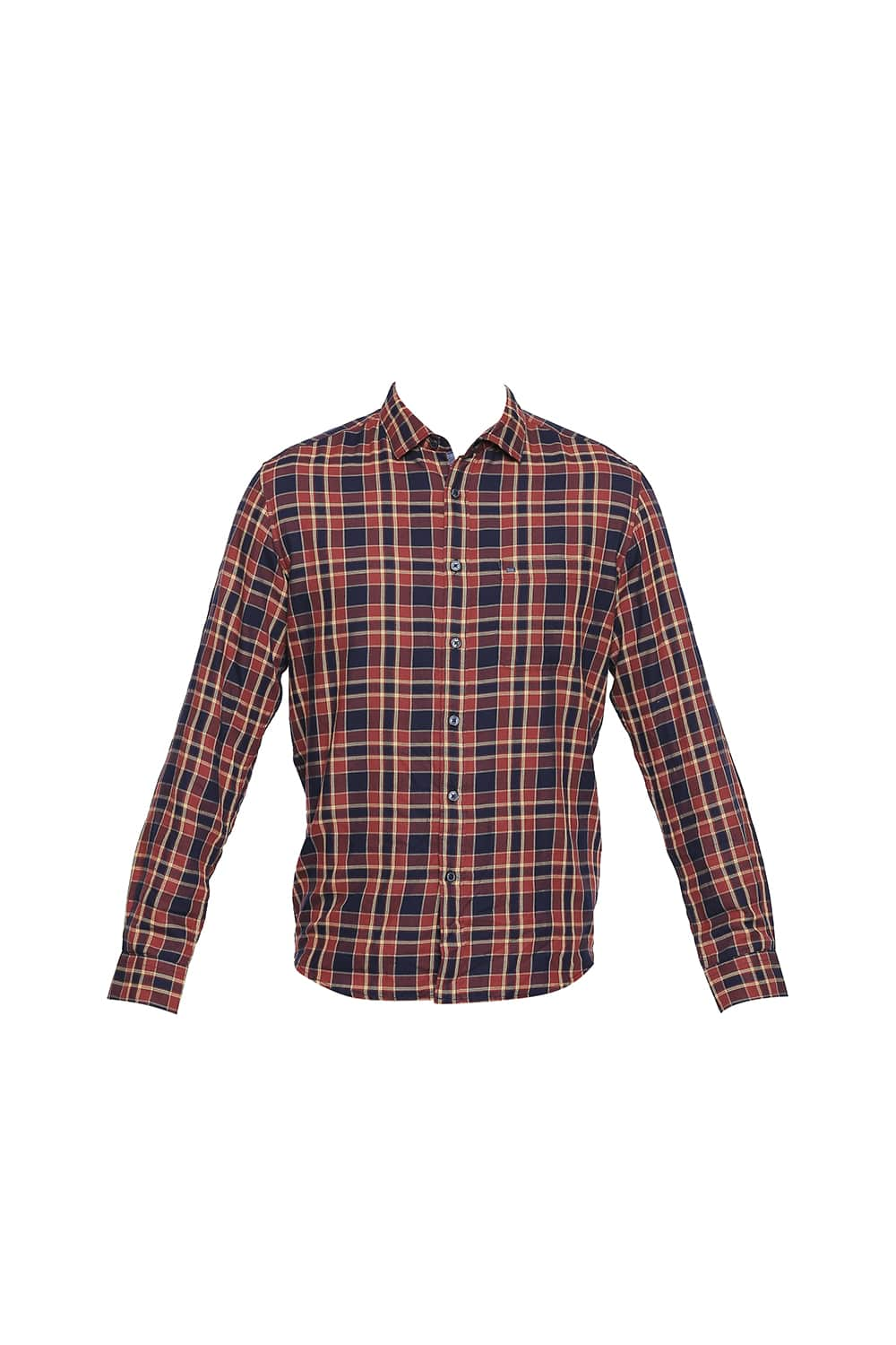 BASICS SLIM FIT DOBBY CHECKS SHIRT