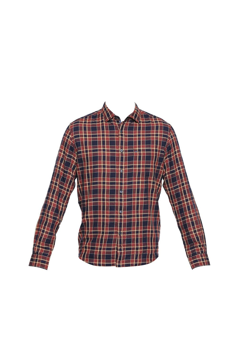 BASICS SLIM FIT DOBBY CHECKS SHIRT