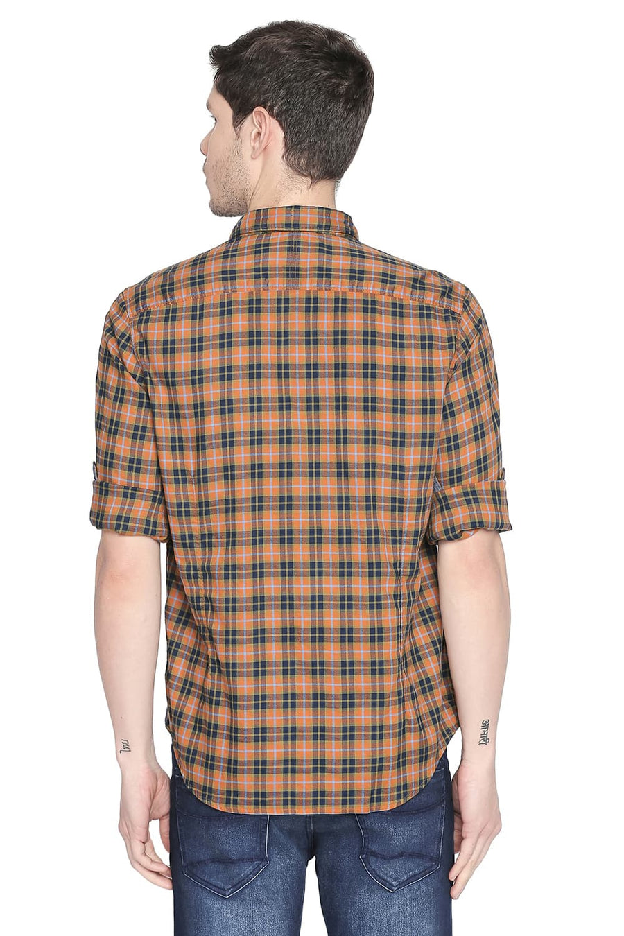 BASICS SLIM FIT DESERT SUN CHECKS SHIRT