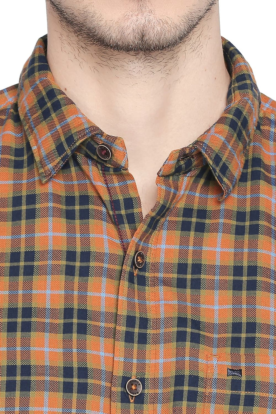BASICS SLIM FIT DESERT SUN CHECKS SHIRT