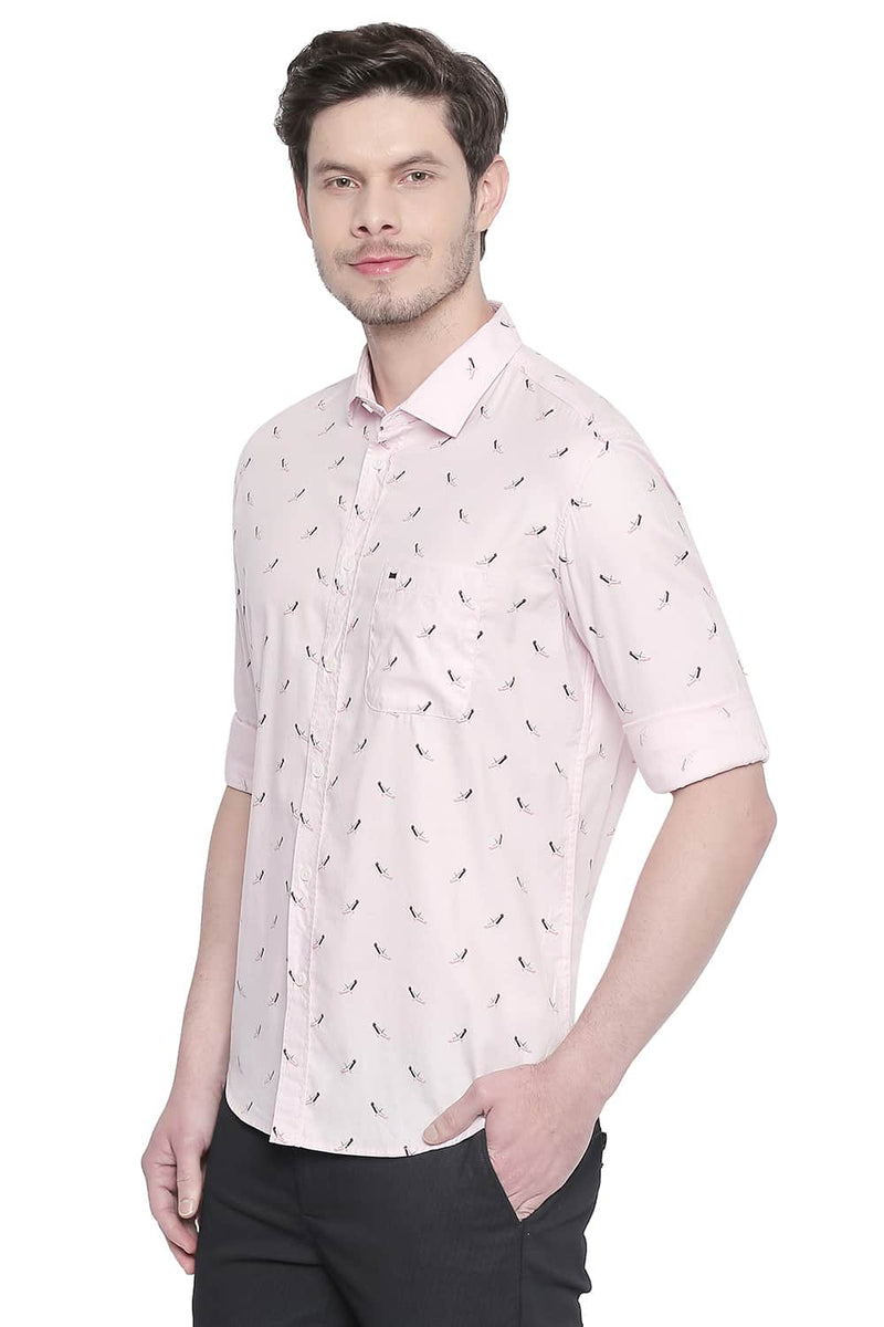 BASICS SLIM FIT COTTON MODAL PRINTED SHIRT