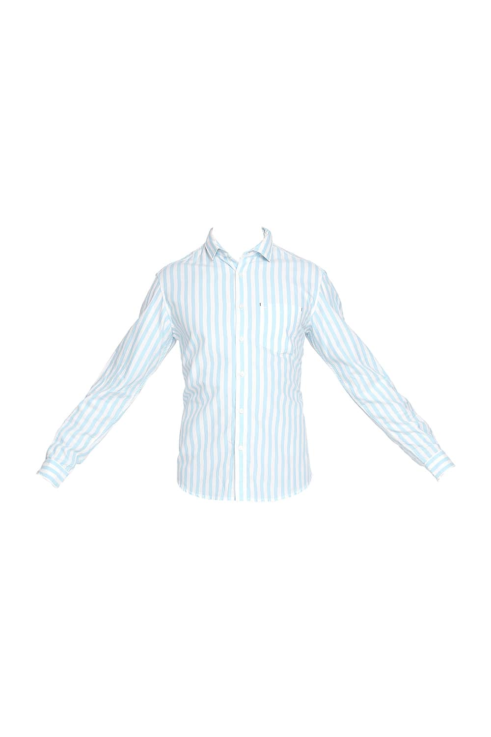 BASICS SLIM FIT TWILL STRIPES SHIRT