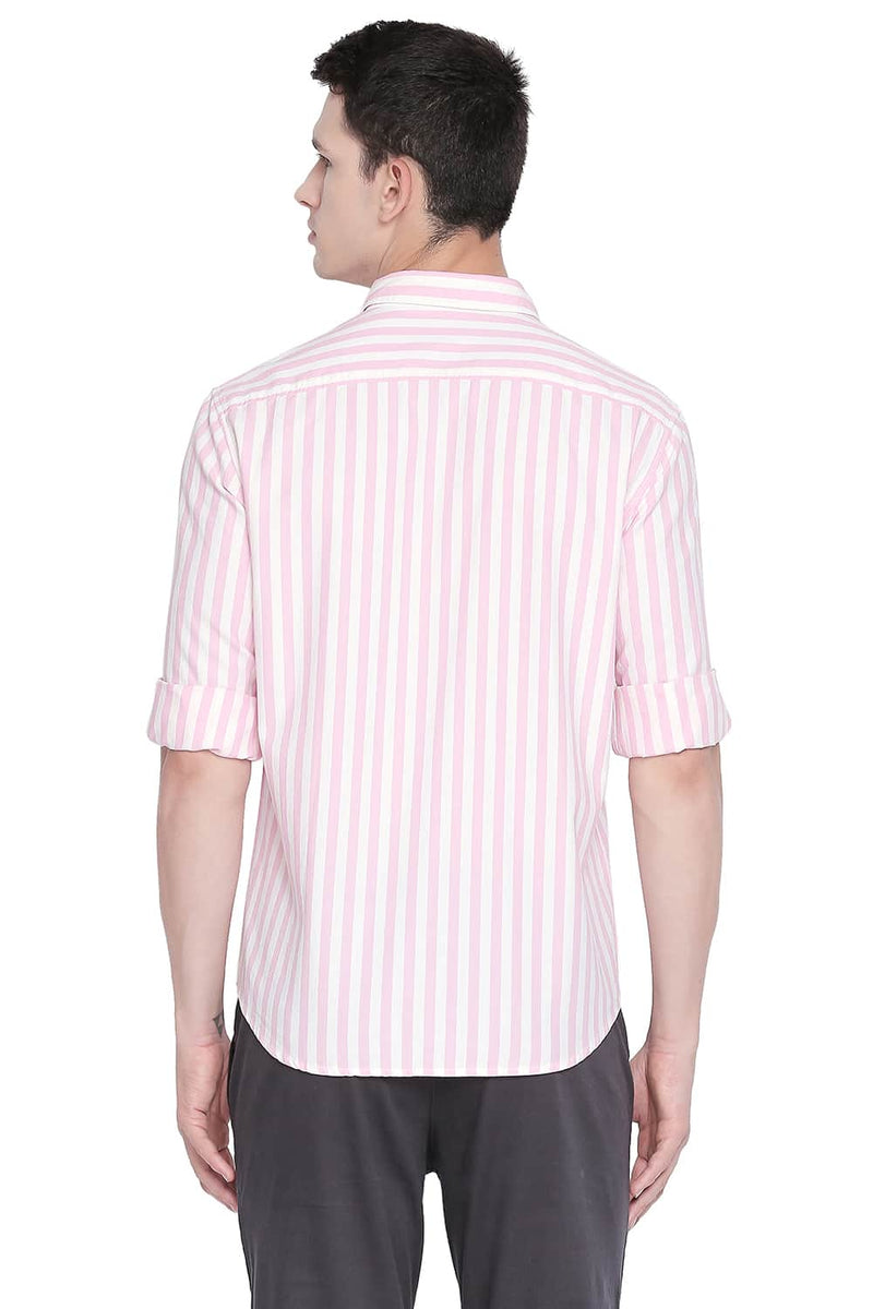 BASICS SLIM FIT TWILL STRIPES SHIRT