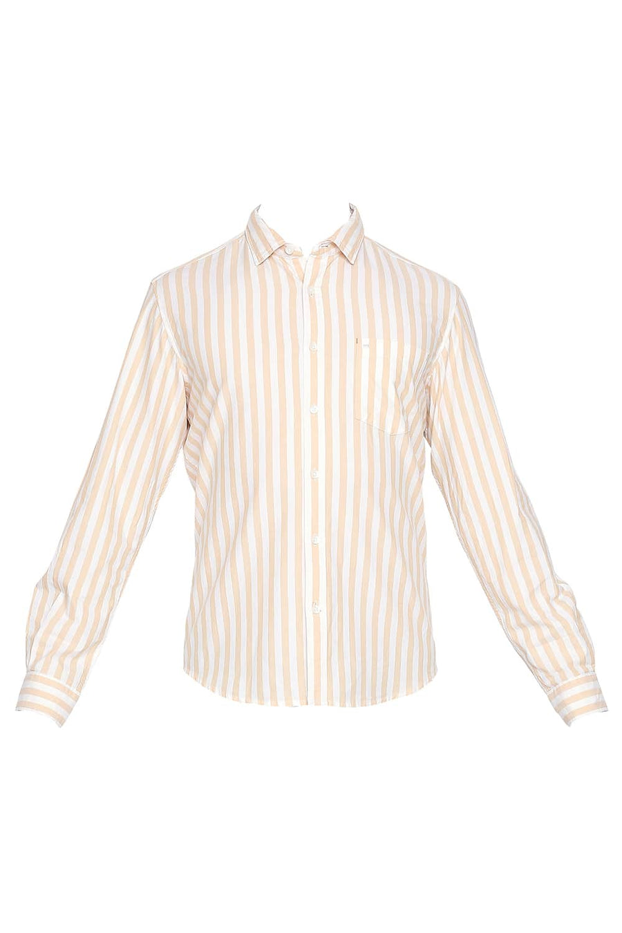 BASICS SLIM FIT IMPALA YELLOW TWILL STRIPES SHIRT