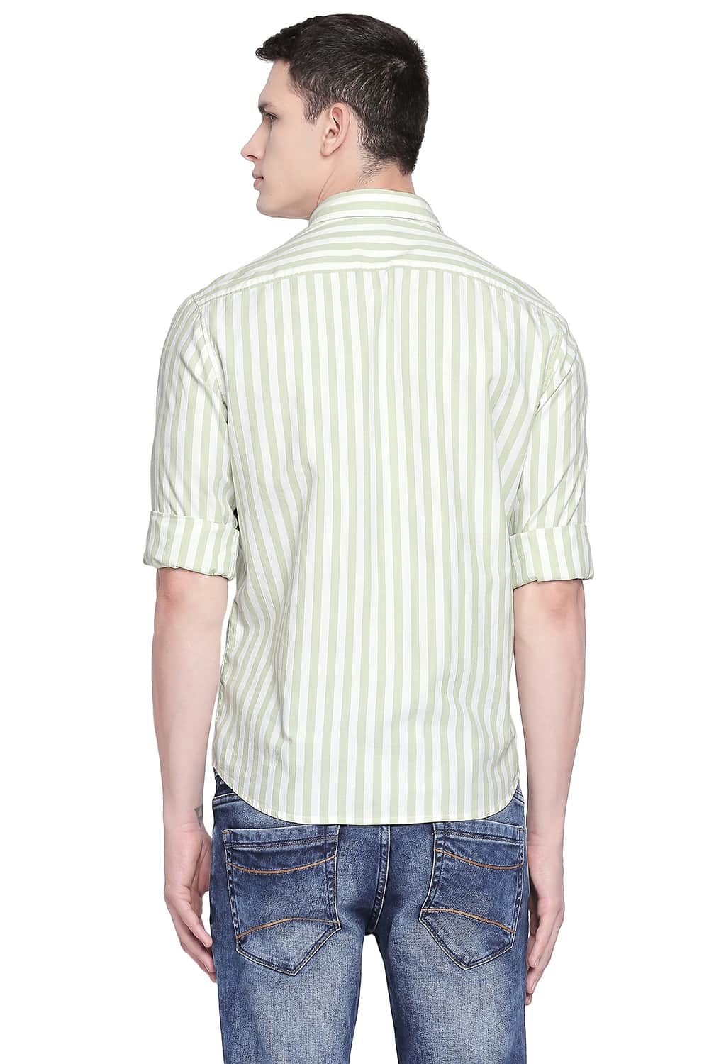 BASICS SLIM FIT TWILL STRIPES SHIRT