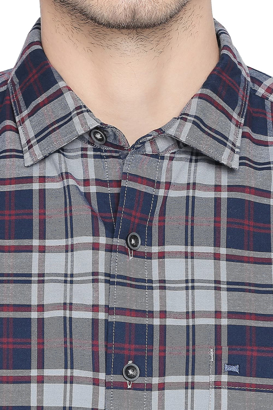 BASICS SLIM FIT QUARRY GREY CHECKS SHIRT