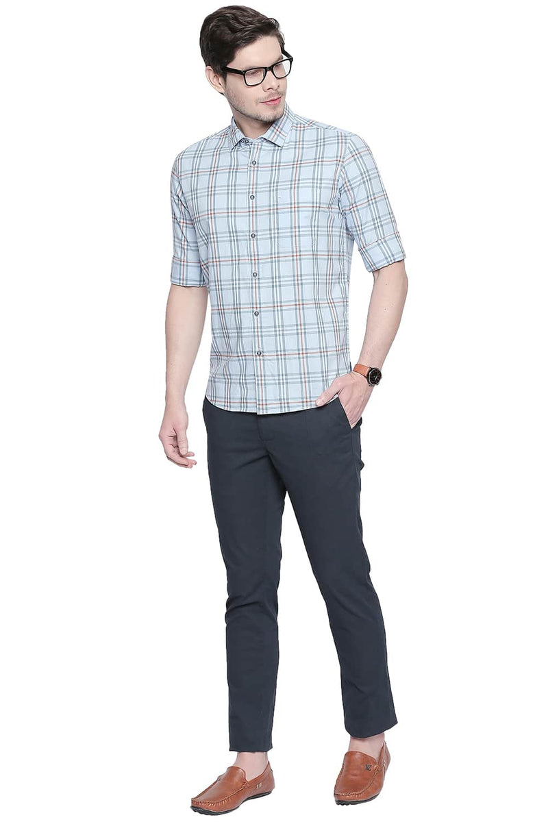 BASICS SLIM FIT OXFORD CHECKS SHIRT