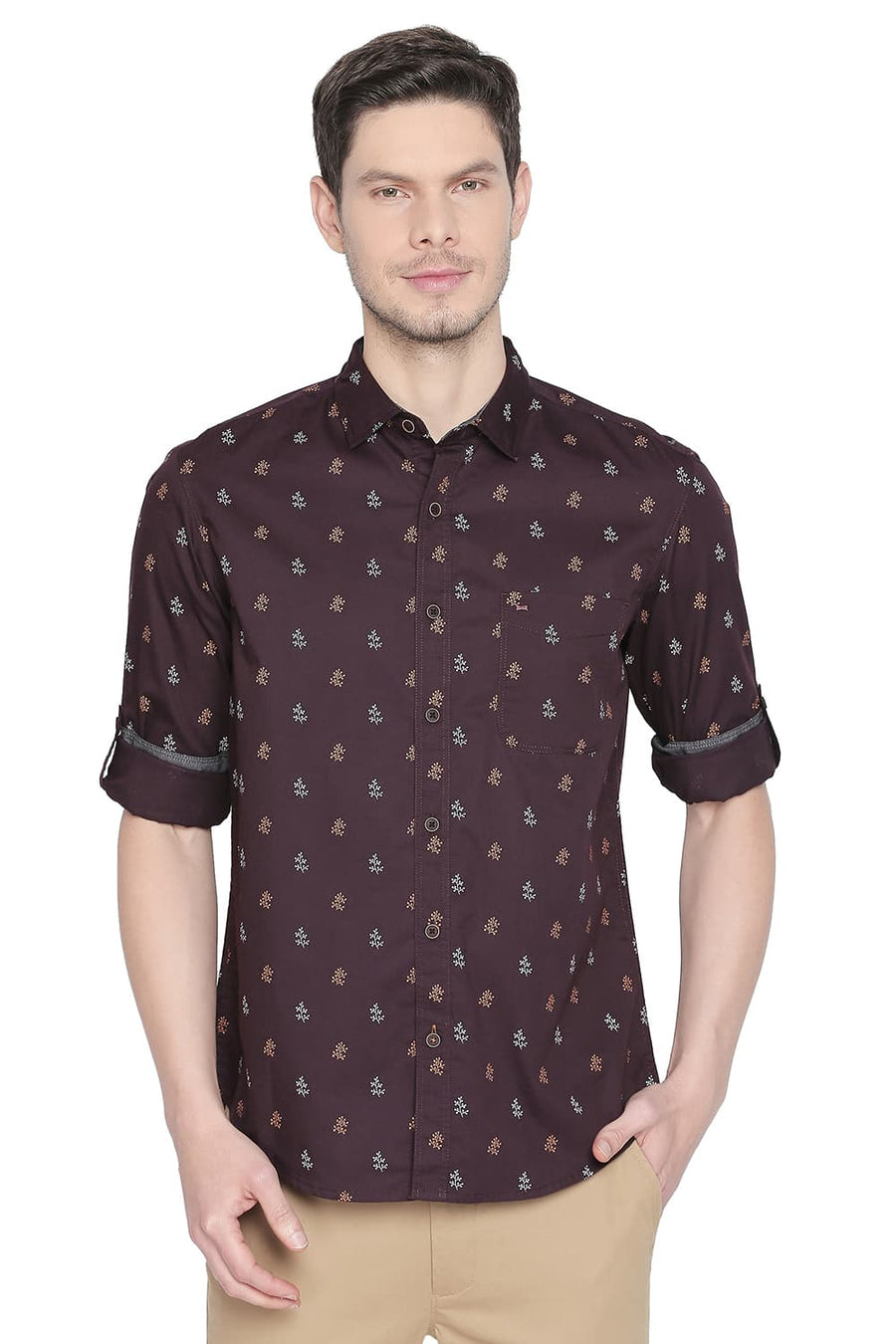 BASICS SLIM FIT WINETASTING PRINTED SHIRT
