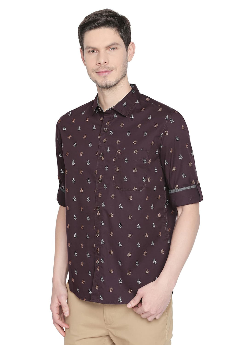 BASICS SLIM FIT WINETASTING PRINTED SHIRT