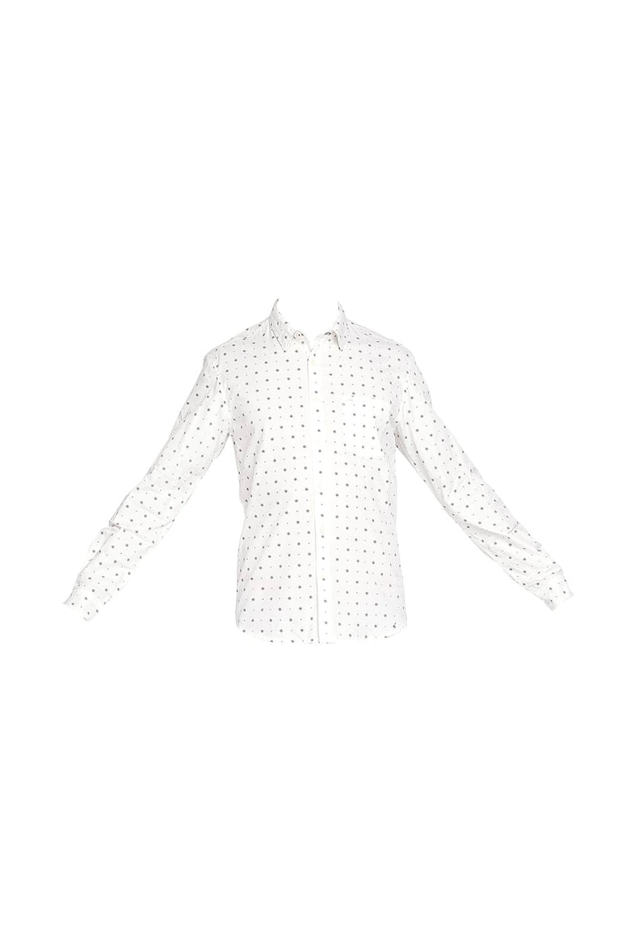 BASICS SLIM FIT PAPYRUS YELLOW TWILL PRINTED SHIRT